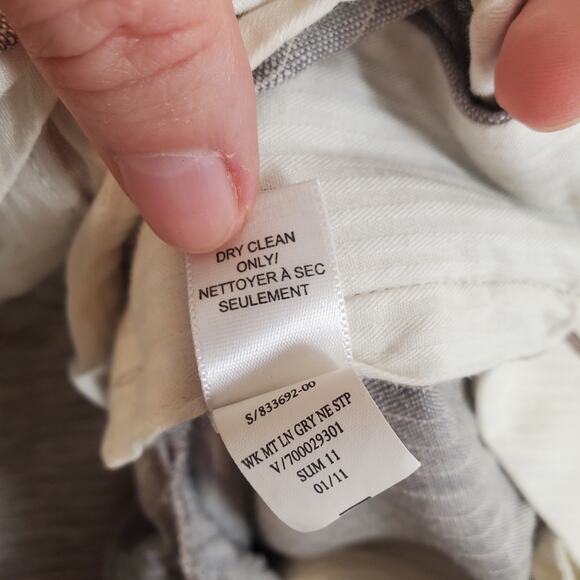 Banana Republic The Martin Fit Pinstriped Linen Trouser Gray 4P - Picture 13 of 13